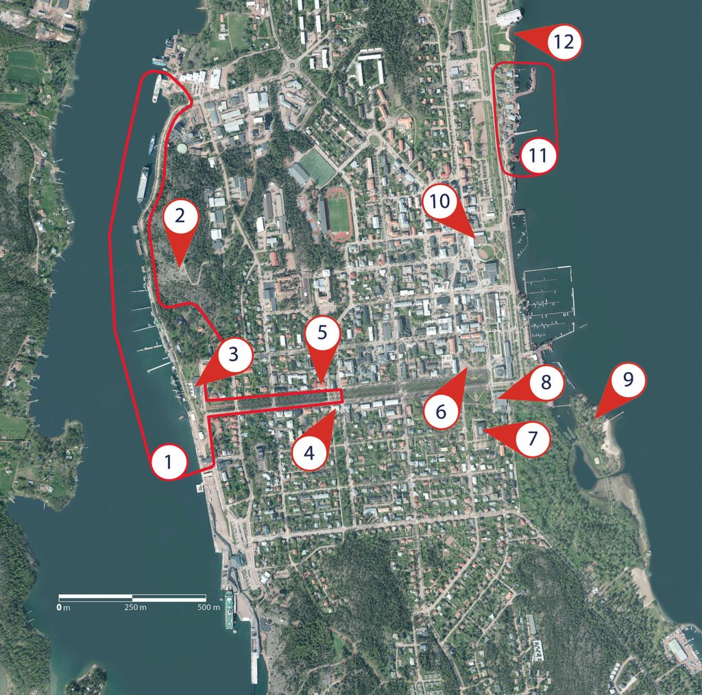 Karta över evenemangsområdet i Mariehamn